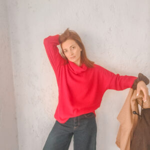 Γυναικεία oversize μπλούζα κόκκινη