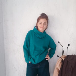 Γυναικεία oversize μπλούζα πετρόλ